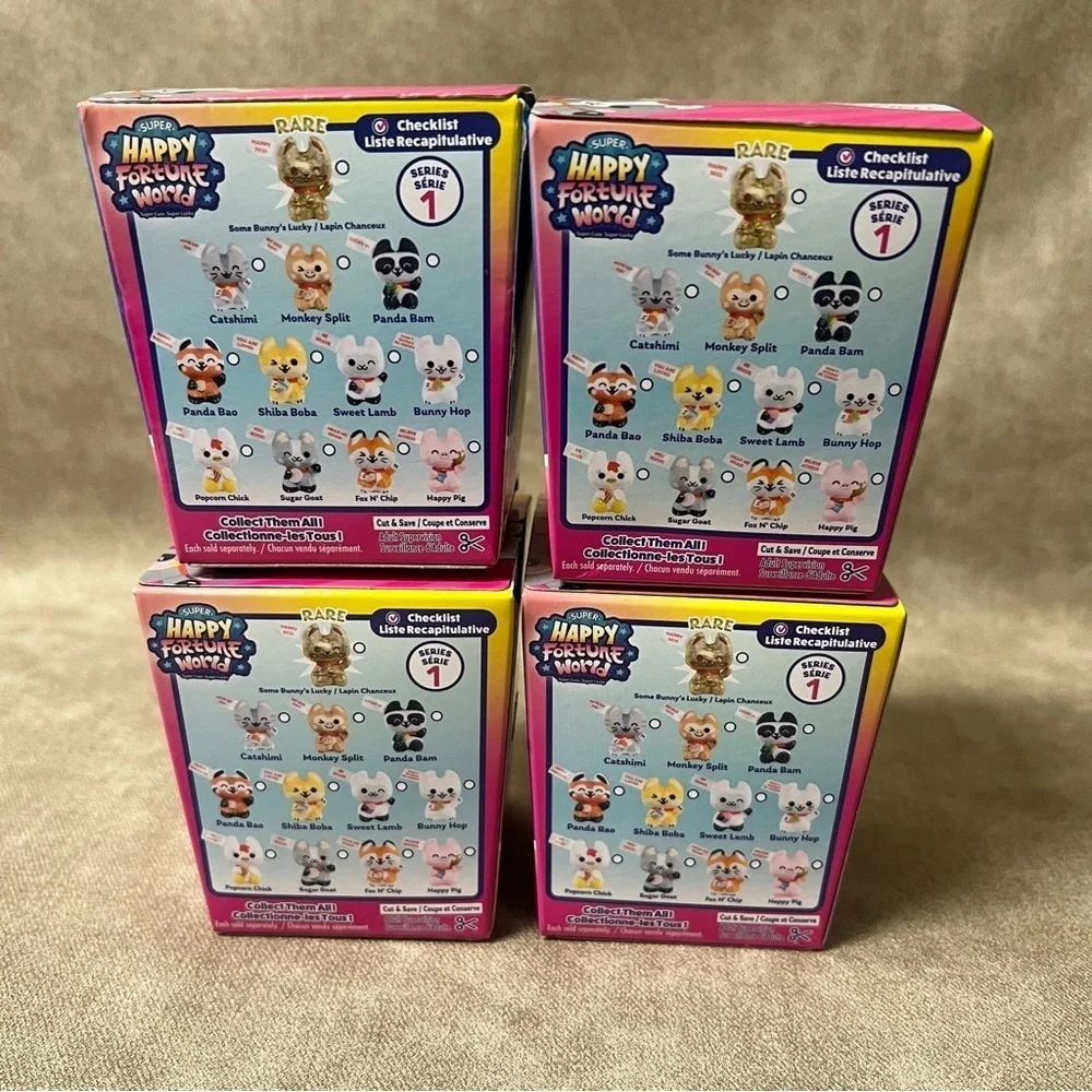 NEW Super Happy Fortune World Mini Collectible Plush Series 1 Four Boxes